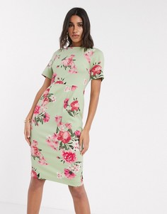 Платье миди с цветочным принтом ASOS DESIGN-Мульти