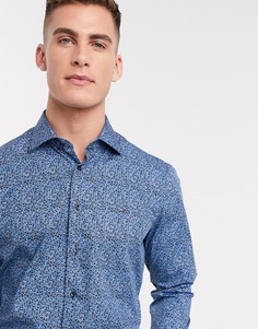 Рубашка узкого кроя с цветочным принтом Tommy Hilfiger-Темно-синий