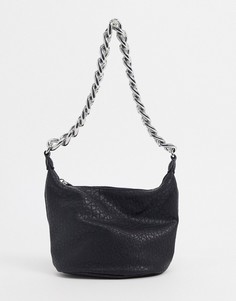 Черная сумка на плечо из полиуретана с цепочкой ASOS DESIGN-Черный