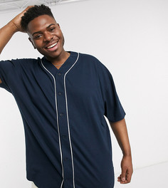 Темно-синяя трикотажная рубашка oversized ASOS DESIGN Plus-Темно-синий