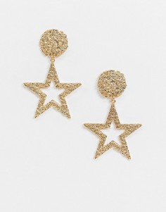 Золотистые серьги-гвоздики с подвеской-звездой ASOS DESIGN-Золотой