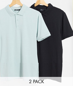 Комплект из 2 обтягивающих поло из органического хлопка ASOS DESIGN-Мульти