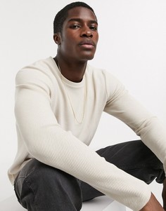 Светло-бежевый свитшот в рубчик Jack & Jones Premium-Зеленый