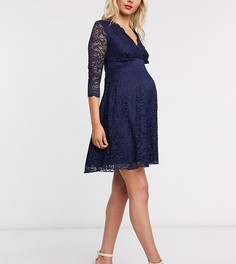 Темно-синее кружевное платье с длинными рукавами Blume Maternity-Темно-синий