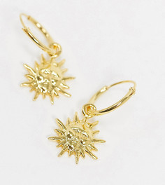 Серьги-кольца из позолоченного серебра с подвеской-солнцем ASOS DESIGN-Золотой