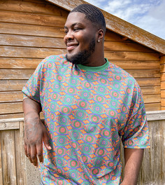 Oversized-футболка с ацтекским принтом ASOS DESIGN Plus​​​​​​​-Мульти