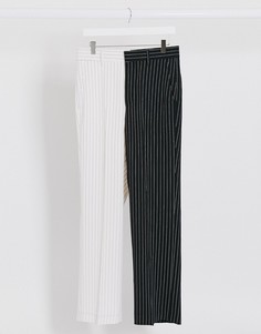 Черно-белые брюки колор блок в тонкую полоску Jaded London-Черный