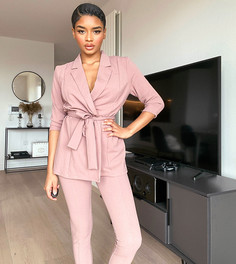 Розовые узкие брюки с разрезами ASOS DESIGN Petite-Розовый