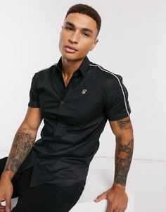 Черная рубашка с короткими рукавами и окантовкой Siksilk-Черный