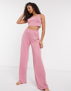 Розовая трикотажная пижама с вышивкой Missguided-Розовый