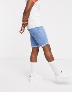 Голубые джинсовые шорты скинни River Island-Синий