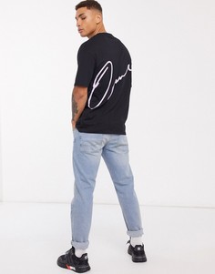 Черная свободная футболка с принтом Jack & Jones Originals-Черный