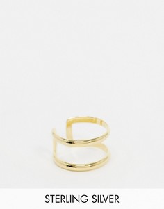 Серебряное двойное кольцо с позолотой 14 карат ASOS DESIGN​​​​​​​