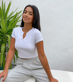 Белая узкая футболка в рубчик ASOS DESIGN Petite-Белый