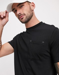 Футболка с карманом черного цвета с белой строчкой ASOS DESIGN-Черный