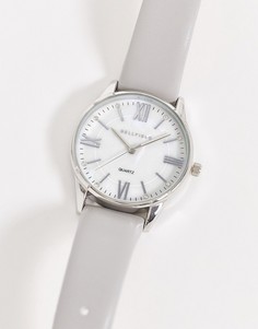Часы с серым ремешком и серебристым циферблатом Bellfield-Серебряный