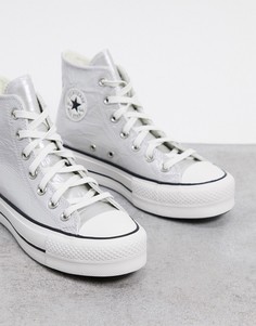 Серебристые высокие кроссовки на платформе Converse Chuck Taylor Lift-Серый