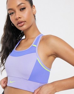 Фиолетовый спортивный бюстгальтер с логотипом-галочкой Nike Training