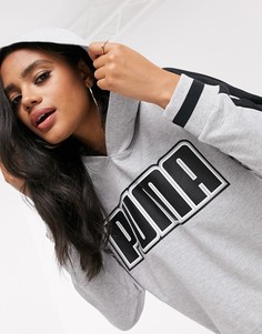 Серое укороченное худи Puma-Серый