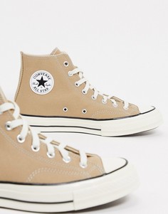 Бежевые высокие кеды Converse Chuck 70-Светло-коричневый