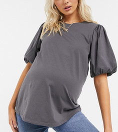 Футболка с пышными рукавами ASOS DESIGN Maternity-Серый