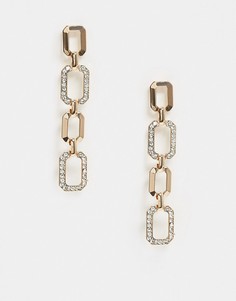 Золотистые серьги-подвески со стразами Aldo-Золотой