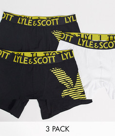 Набор из 3 боксеров-брифов с логотипом (черные/белые) Lyle & Scott-Мульти