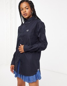 Темно-синяя свободная оксфордская рубашка Fred Perry-Темно-синий