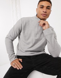Серый свитшот на короткой молнии Topman