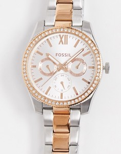 Золотистые часы двух оттенков Fossil-Золотой