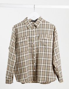 Свободная рубашка в клетку Heartbreak-Бежевый