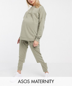 Спортивный костюм цвета хаки из худи и джоггеров ASOS DESIGN Maternity-Зеленый