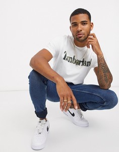 Белая футболка с камуфляжным логотипом Timberland-Белый