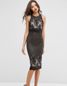 Кружевное платье-футляр миди ASOS TALL-Черный