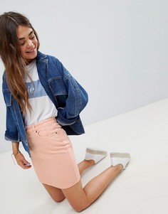 Джинсовая юбка абрикосового цвета ASOS DESIGN-Оранжевый