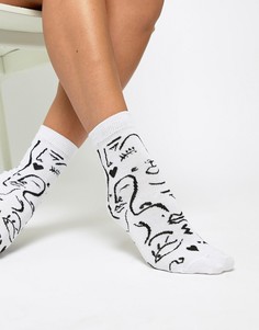 Носки с рисунком ASOS DESIGN-Белый