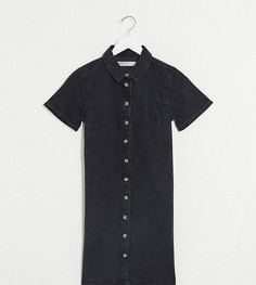 Джинсовое свободное платье-рубашка черного цвета ASOS DESIGN Tall-Черный