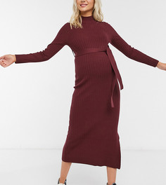 Платье миди с поясом ASOS DESIGN Maternity-Красный