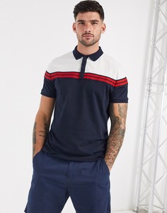 Темно-синяя футболка-поло с контрастной отделкой ASOS DESIGN-Темно-синий