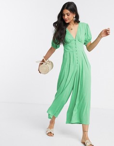 Зеленый комбинезон с объемными рукавами ASOS DESIGN