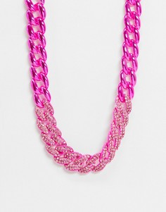 Ожерелье со звеньями и розовыми кристаллами ASOS DESIGN-Розовый