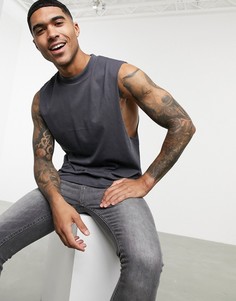 Черная свободная майка с заниженными проймами ASOS DESIGN-Серый