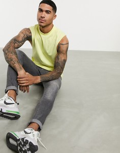 Желтая органическая футболка без рукавов с глубокими проймами ASOS DESIGN-Желтый