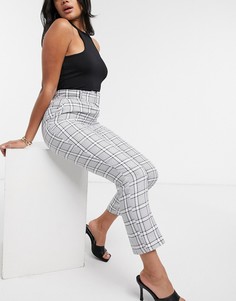 Брюки-сигареты с завышенной талией в монохромную клетку ASOS DESIGN-Мульти