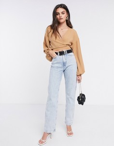 Светло-коричневый фактурный топ с рукавами "летучая мышь" ASOS DESIGN
