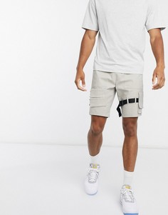 Шорты скинни с ремешками ASOS DESIGN-Бежевый