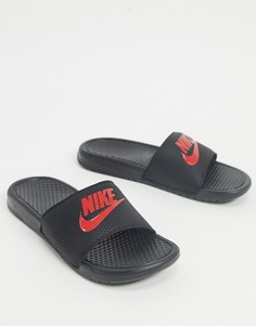 Черно-красные шлепанцы Nike Benassi JDI-Черный