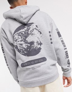 Oversized-худи с принтом ASOS DESIGN-Серый