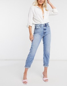 Голубые джинсы в винтажном стиле River Island-Синий