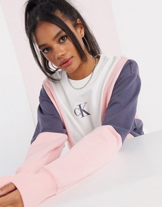Разноцветный свитшот с круглым вырезом и логотипом Calvin Klein-Мульти